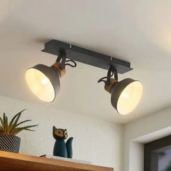 Lindby Nefeli Deckenleuchte Mit Holzdetails, 2-fl.