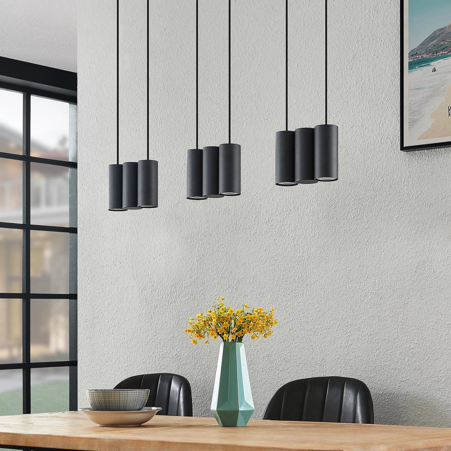 Lucande Cesur Hängeleuchte, Neunflammig, Schwarz – Bild 2