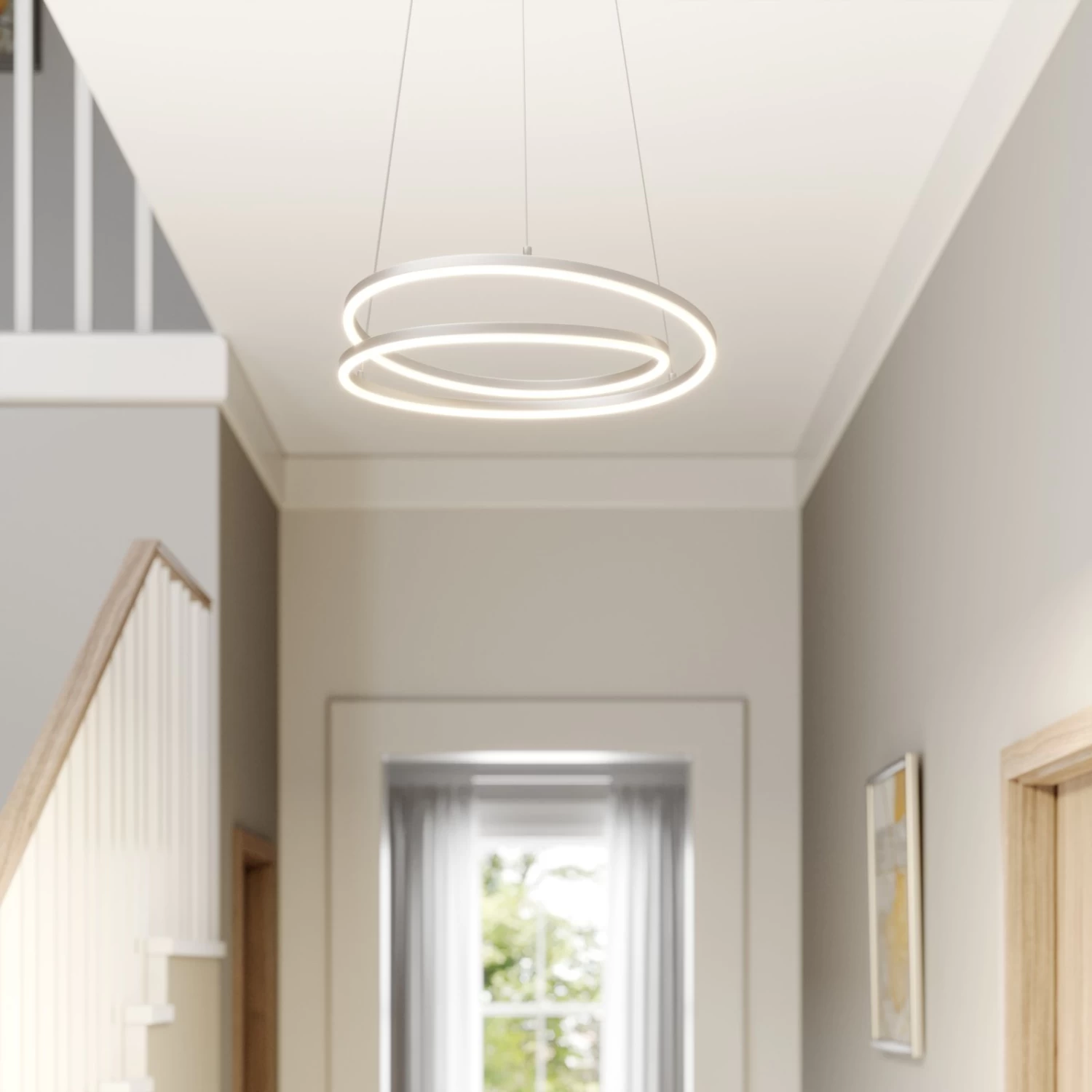 Lindby Davian LED-Hängeleuchte, Dimmbar, Nickel – Bild 2