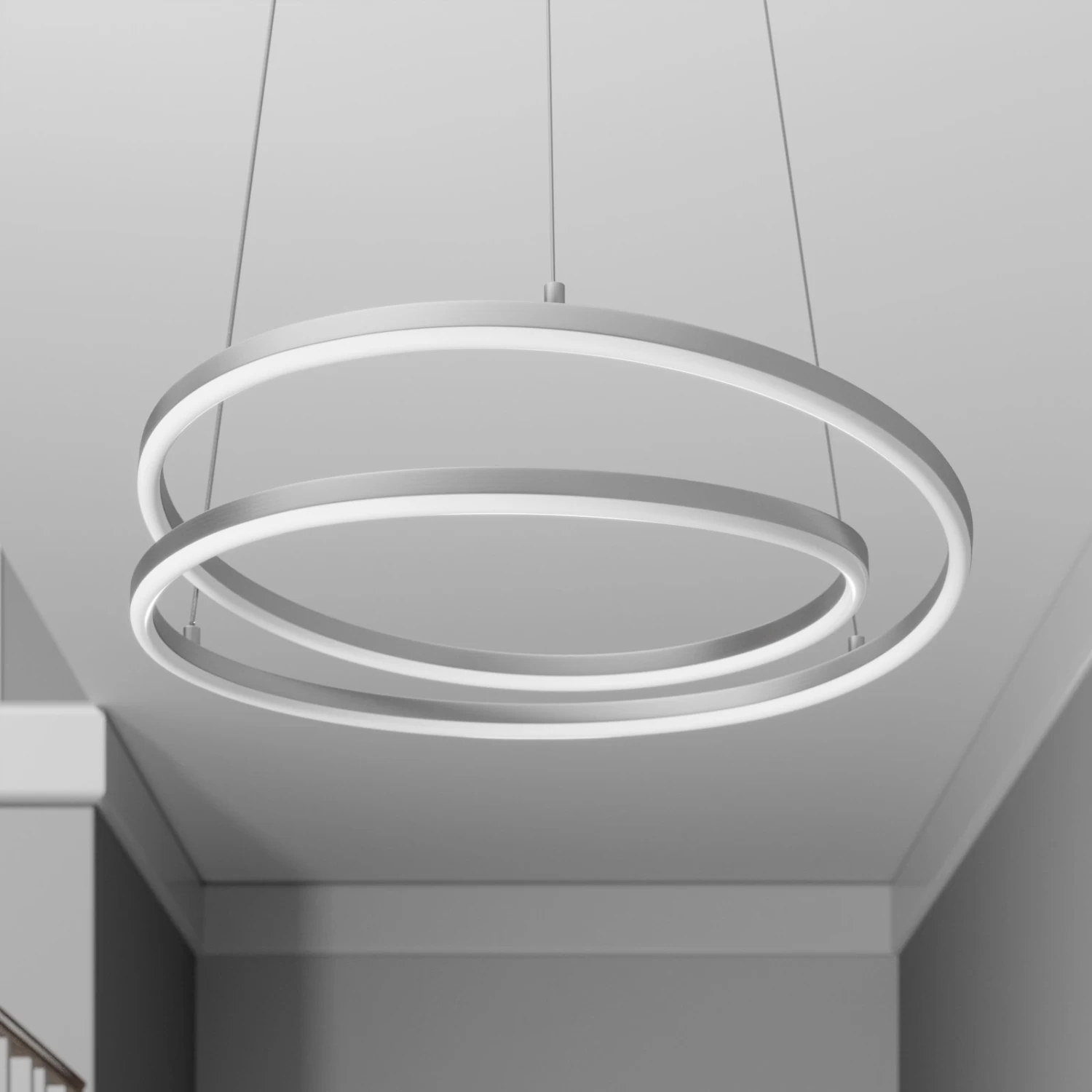 Lindby Davian LED-Hängeleuchte, Dimmbar, Nickel – Bild 3