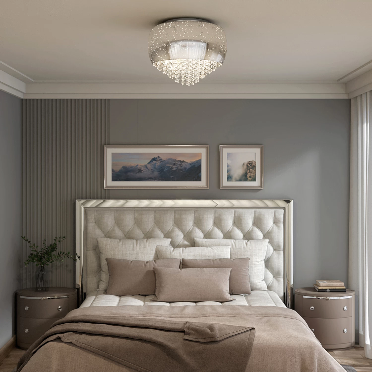 Lucande Elinara Kristall-Deckenlampe, 40 Cm Chrom – Bild 2