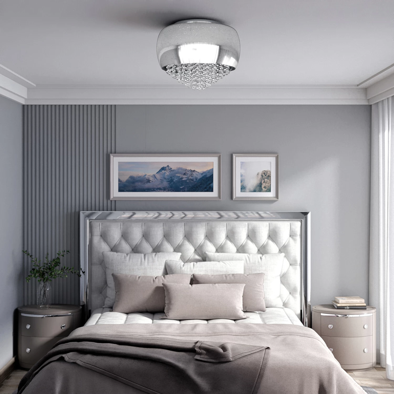 Lucande Elinara Kristall-Deckenlampe, 40 Cm Chrom – Bild 3