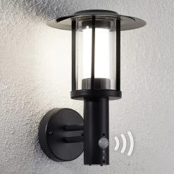 LED-Außenwandlampe Gregory, Dunkelgrau, Mit Sensor